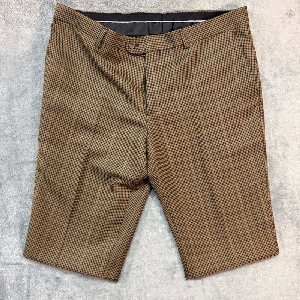 Carlo Bellini Classic Trousers Size 38 Brown Houndstooth